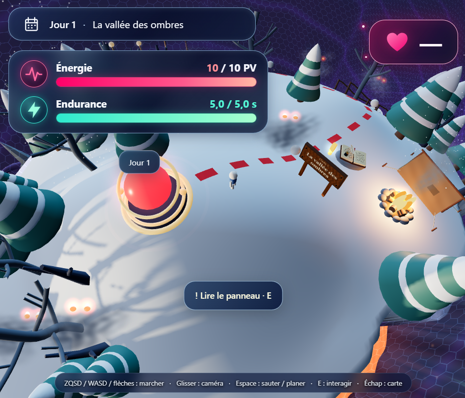 Aper&ccedil;u du mode exploration sur la plan&egrave;te